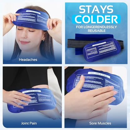 Ice Packs for Injuries Reusable (3-Piece Set) – Hot and Cold Ice Packs for Knee, Reusable Gel Wraps Support, Adjustable Ice Pack Pain Relief for Shoulders, Back Joints Muscles, Knees, Arms and Legs - size: 3 Piece Set - Regular, style: Nary Blue