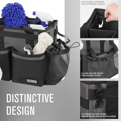 Compact Wearable Cleaning Caddy, Small Cleaning Caddy Supplies Organizer with Handle & Shoulder Straps for Housekeepers, Under Sink & Car Cleaning Tool Organizers Bag (DarkGrey) - color: DarkGrey