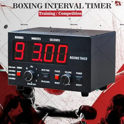 Interval Timer with LED Display - Adjustable Sound, Customizable Training Time & Repetitions for Boxing, MMA, and Kickboxing Workouts Blue - color: Blue
