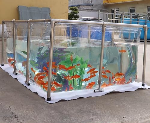 Transparent Aquarium Pool Pond for Koi/Goldfish - Above Ground Fish Pond with PVC Liner and Stainless Steel Frame, Large Breeding Water Tank for Outdoor Indoor Backyard(39.3"x23.6"x19.7")
