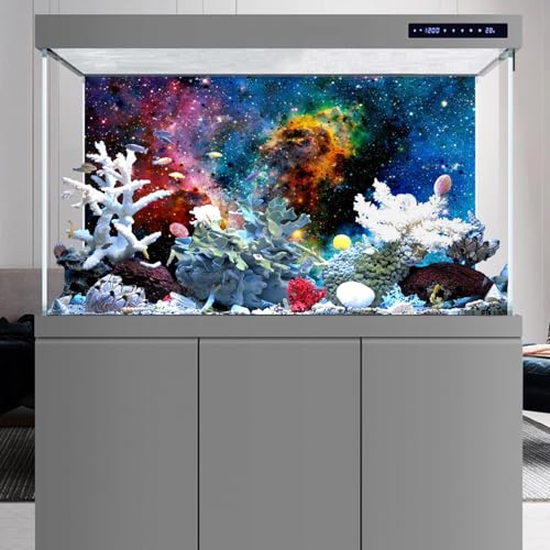 AWERT 24x12 inches Galaxy Aquarium Background Cloud Stars and Colorful Cosmic Universe Fish Tank Background Mystery Space Terrarium Background