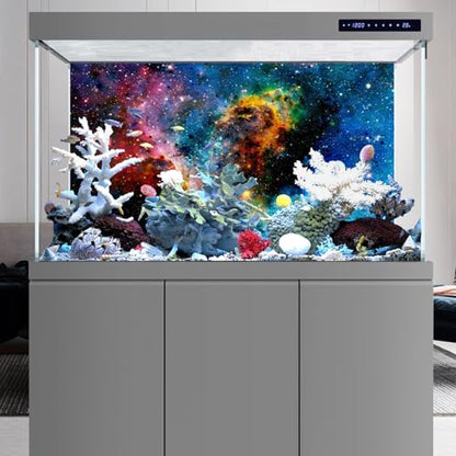 AWERT 24x12 inches Galaxy Aquarium Background Cloud Stars and Colorful Cosmic Universe Fish Tank Background Mystery Space Terrarium Background