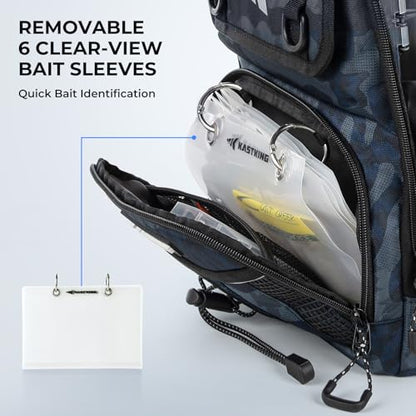 KastKing BaitSpace Fishing Sling Bag, Fishing Backpack with Rod & Beverage Holder, Tackle Bag for Fishing Gear - color: B: Blue Camo, size: Standard