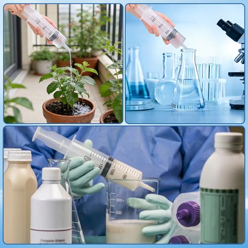 200ml Large Syringe for Thick Liquids, Plastic Syringe Without Needle for Scientific Labs, Oil, Lubricant Refilling, Individually Wrapped - style: 200cc