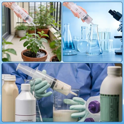 200ml Large Syringe for Thick Liquids, Plastic Syringe Without Needle for Scientific Labs, Oil, Lubricant Refilling, Individually Wrapped - style: 200cc