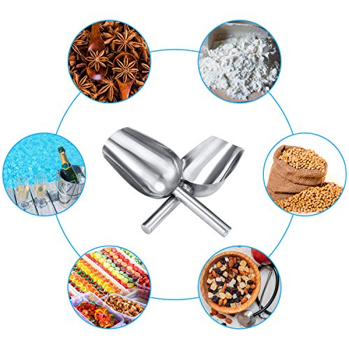 3 Packs 6 Ounce Stainless Steel Ice Scoop Small Metal Food Scoop for Home Kitchen Shop Bar Buffet Ice Cube Candy Popcorn Coffee Beans Food Jars Canister