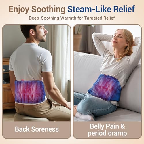 Comfytemp Microwavable Moist Heating Pad for Back and Waist Pain Relief | FSA Eligible HSA Warm Compress for Sciatica, Lower Back, Period Cramps, Hot Therapy for Women, Men, Home Office, Comfort Gift
