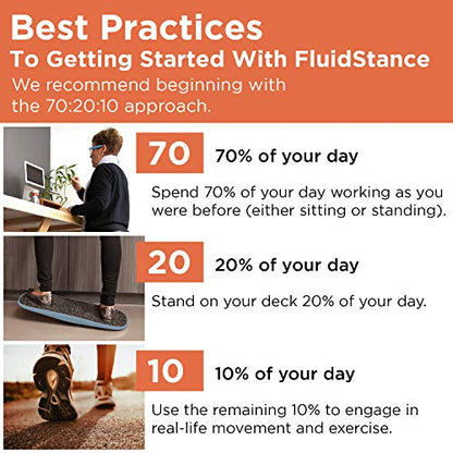 Adult Balance Board for Standing Desk - Anti Fatigue USA Made 360 Degree Rocker Wobble Board as Exercise Equipment to Increase Focus & Movement - Sustainable Anti-Slip Plane Standing Board - color: Storm
