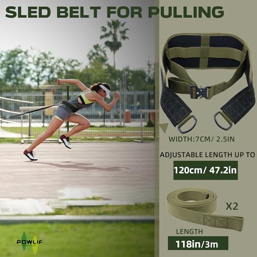 Sled Pulling Belt, Weight Belt for Sled Pulling 2 Pulling Straps | Belt for Sled Pulling. Adjustable fit for sled pulling and resistance training ,One size