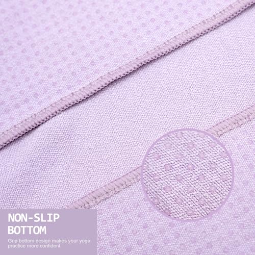 Eunzel Non Slip Hot Yoga Mat Towel with Grip Dots, 72" x 24" - color: Taro Purple