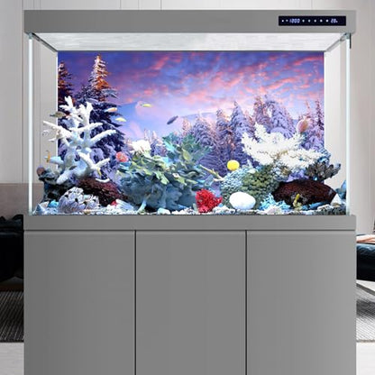 YongFoto Fish Tank Background - 24x12 inch Winter Snow Scene Aquarium Backdrop for Reptile Terrarium & Bearded Dragon Habitat - color: Purple 1, size: 24x12in/60x30cm