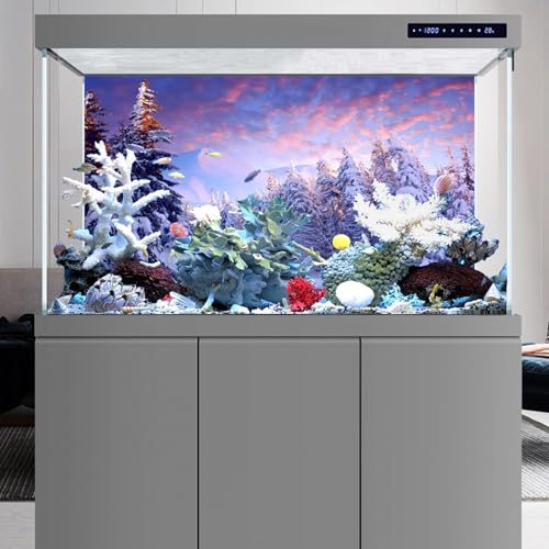 YongFoto Fish Tank Background - 30x12 inch Winter Snow Scene Aquarium Backdrop for Reptile Terrarium & Bearded Dragon Habitat - color: Purple 1, size: 30x12in/75x30cm