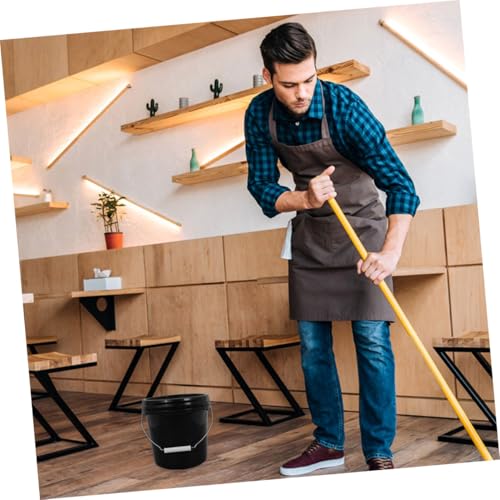 Sealed Plastic Bucket Lid Leakproof Storage Pail for Kitchen Office Laundry Milk Oil Flour Heavy Duty Design - color: Black