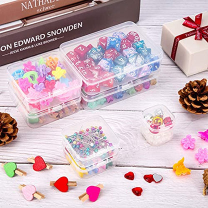 24 Packs Small Clear Plastic Beads Storage Containers Box with Hinged Lid for Storage of Small Items, Crafts, Jewelry, Hardware(2.12 x 2.12 x 0.79 Inches) - size: 2.12 x 2.12 x 0.79 Inches