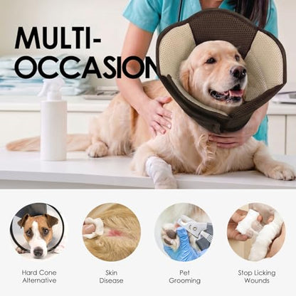 AOFITEE Dog Cone Adjustable Soft Cone for Dogs to Stop Licking, Brown S - color: Brown, size: Small