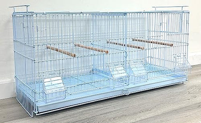 LOT of Large White Stackable Breeder Bird Flight Cage with Removable Center Divider and Breeding Nest Box Doors (White, 30"x11"x15"H Lot of 4)