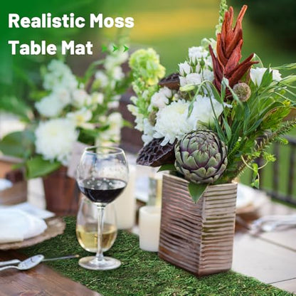 40'' x 6'' Green Dried Moss Roll, Preserved Moss Sheet for Crafts Table Decoration Fairy Wedding Party Woodland Garden Decor