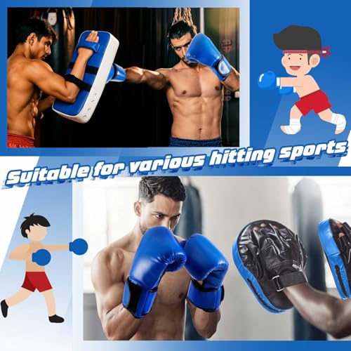 5-in-1 Kids Boxing Pads Gloves Kick Punching Mitts Set with - color: Blue, size: 8 oz