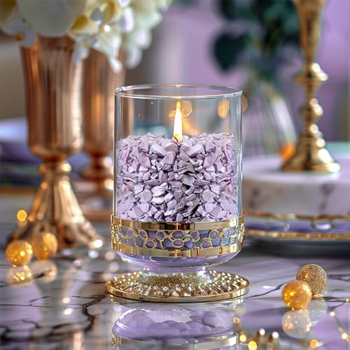 HappyFiller 1.4 LB Crushed Shell Chips Broken Pieces,Resin Arts Craft Projecting,Vase Fillers,Succulents Terrarium Plants Soil Cover,Candle Holder,Aquarium,Table Centerpiece,Home Decor,Light Lavender - color: Purple-2