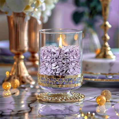 HappyFiller 1.4 LB Crushed Shell Chips Broken Pieces,Resin Arts Craft Projecting,Vase Fillers,Succulents Terrarium Plants Soil Cover,Candle Holder,Aquarium,Table Centerpiece,Home Decor,Light Lavender - color: Purple-2
