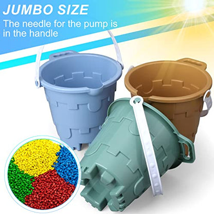 Jumbo Avocado Castle Model Beach Gear 7" Large Sand Buckets Pails Beach Water Pool Gardening Bath Toy Environmentally ABS Durable Thick Plastic Complete Gift Set Bundle for Kids Boys Girls - style: Avocado