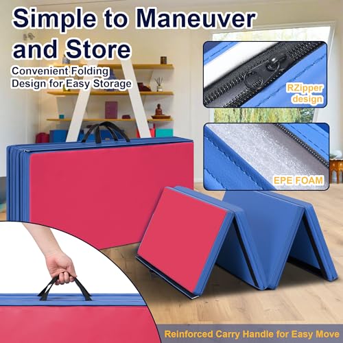 Polar Aurora 3'x6'x2 Thick Folding Gymnastics Exercise Mat Aerobics Stretching Yoga Mats - color: 4 Color