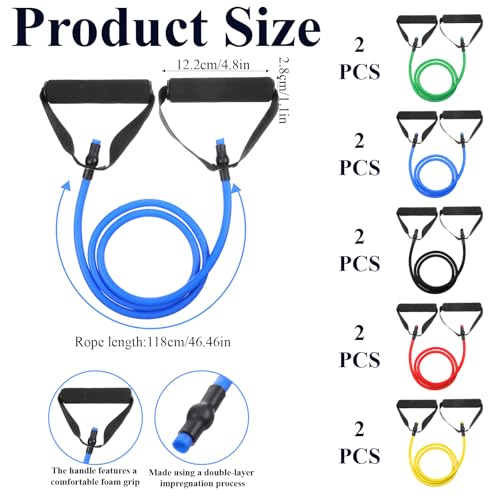 10 Pcs Exercise Resistance Bands with Handles