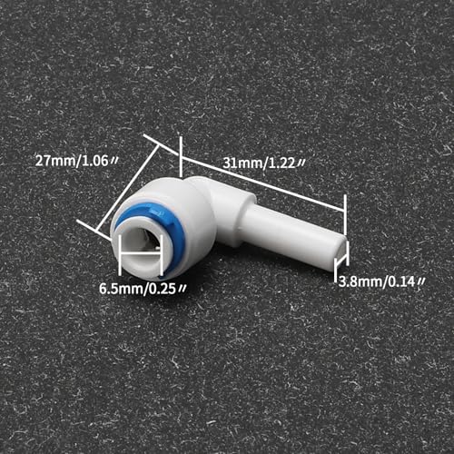 Elbow Water 1/4-Inch Tube Quick Connect Fitting +5 Lock Clips for Reverse Osmosis Filter Pack of 5