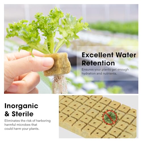 VIVOSUN 1 Inch Rockwool Cubes, 100 Plugs Grow Cubes for Hydroponics, Cuttings, Cloning, Plant Propagation, Seed Startling - size: 1"-100 Plugs
