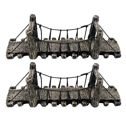 2pcs Aquarium Bridge Decor: Resin Garden Rope Bridge Ornament - Shrimps Hideout Tank Turtle Climbing Platform for Fish Tank Landscaping Decoration