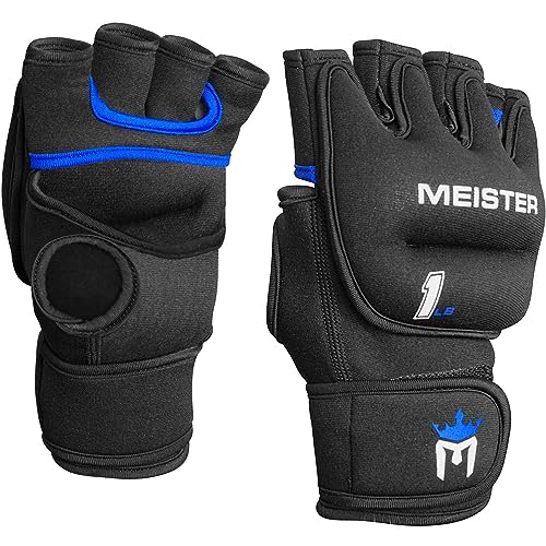 Meister Elite 1lb Weighted Gloves for Cardio & Heavy Hands - Black