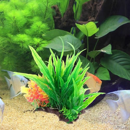 BESTonZON Artificial Aquarium Plants Fish Tank Decor, Plastic Simulation Aquatic Grass with Weighted Base, Fake Water Grass Decoration for Freshwater and Saltwater Tanks