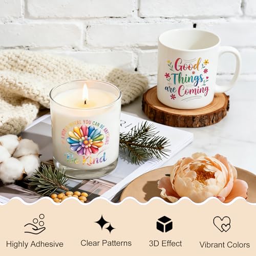 UV DTF Cup Wrap Transfer Stickers for Tumblers and Glasses, 2 Sheets Positive Quotes Rub On Decals for Cups, Mugs, Water Bottles - style: Positive Quotes