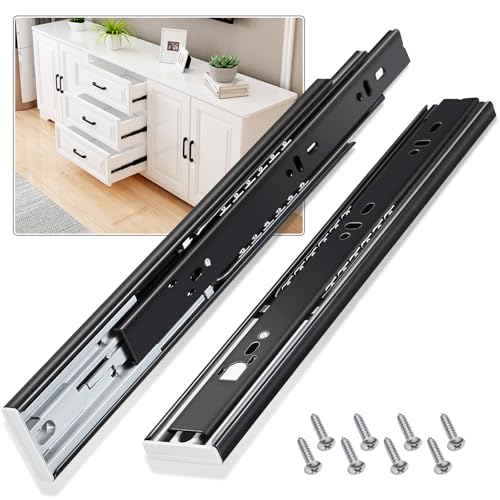 Push to Open Drawer Slides 1 Pair Full Extension 12 14 16 18 20 22 24 inch Side Mount Pull Out Kitchen Cabinet Rails Bracket Replacement Ball Bearing Tracks kit Guide Runner 100 LB Capacity - size: 14 Inch, style: Push open-1 pair
