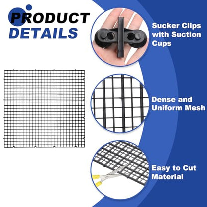 uxcell 2Pcs Aquarium Fish Tank Divider, 12x12 Inch Plastic Egg Crate Light Diffuser Grid Filter Bottom Partition Separator with Sucker Clips and Suction Cups for Aquarium, Black