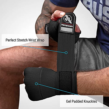 Hayabusa Quick Gel Hand Wrap Boxing Gloves | Slip-On Design, Padded Knuckle Protection, Hook and Loop Closure, Muay Thai Kickboxing, Men and Women, Sparring