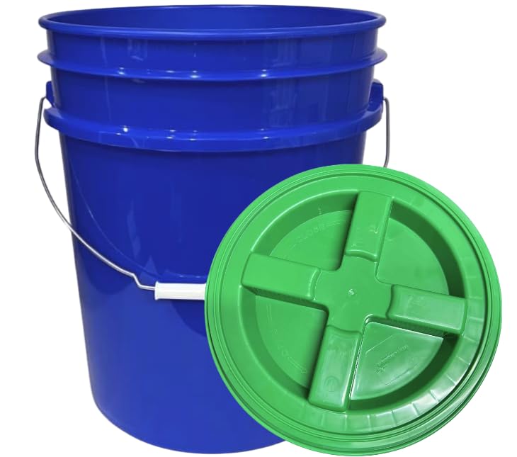 5 Gallon Food Grade Reflex Blue Bucket with Screw on Lid- Pack of 3- Made in USA