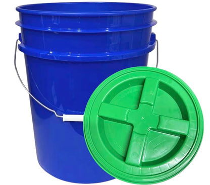 5 Gallon Food Grade Reflex Blue Bucket with Screw on Lid- Pack of 3- Made in USA