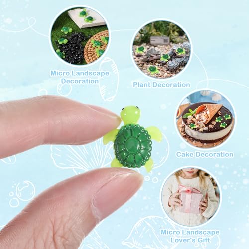 60Pcs Mini Resin Turtles, Green Tiny Turtle Figurines, Small Resin Animals for Garden, Aquarium, DIY Crafts and Party Ornaments