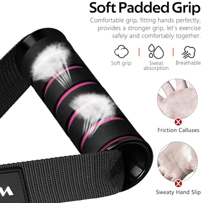 Exercise Handles, Cable Machine Handles for Gym Cable Attachments Training - color: Black-Pink