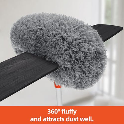 Baseboard Cleaner Tool with Handle, Extendable Long Handle Baseboard Cleaning Duster with Reusable Pads for Floorboard, Ceiling Fan Blade Cleaner Duster (Gray) - color: Gray