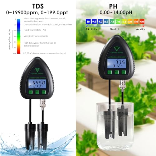 5 in 1 pH TDS SG Temp Salinity Tester Datalogger Water Quality Tester for Aquarium Aquaculture Pond etc Smart Remote Monitoring