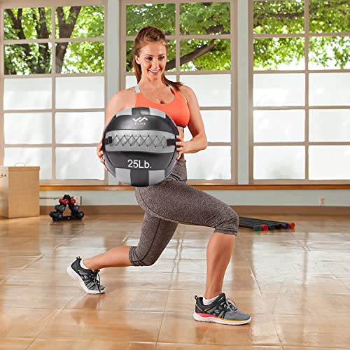 JFit Wall Ball – Premium Soft Weighted Exercise Ball for Strength, Conditioning, Gym & Home Workouts, 4-30 LB - color: Gray/Black, style: 15-Pound