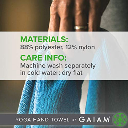 Gaiam Yoga Hand Towel, Microfiber, 30"x20" (Black/White) - color: Blue Shadow