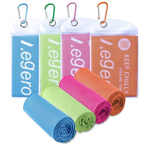 4Pack Cooling Towel 40"x12" Cooling Neck Wraps,Soft Breathable ChillyTowel | IceTowel, Microfiber Towels for Yoga, RunninGym, Camping, Fitness, Workout & More Activities - color: Light Blue/Orange/Green/Deep Pink