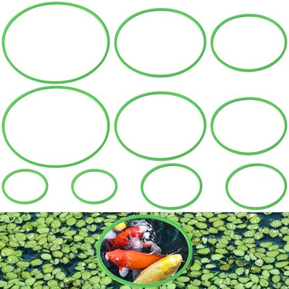 10pcs Fish Feeding Rings Set, Floating Aquarium Plant Corral, Round Feeder Ring Floating Plant Ring, Fish Tank Aquarium Accessories for Betta (Green)