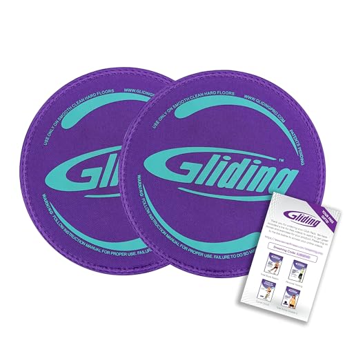 Gliding 9” Sliders for Working Out on Hardwood/Tile Floors, 1 Pair 4 Videos | The Original Exercise Sliders Disc for Full Body Fitness, Pilates, Core, Physical Therapy and Resistance Workouts - color: Purple (Hardwood)