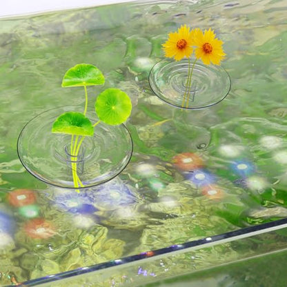 SnowTing 10 PCS Mini Floating Aquarium Plant Holder, Clear Plastic Round Simple Style Fish Tank Fixing Ring for Small & Single Flower Water Plants (OD 2.76'' and 2'')
