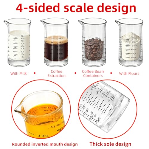 1Pc 3 Oz Glass Measuring Cup,Borosilicate Shot Glass with V-Shaped Spout-Black Red Line 90ml Precision Measuring Cup for Kitchen & Bar (1, Black) - color: Black