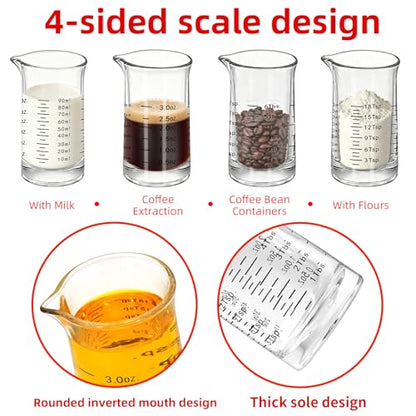 1Pc 3 Oz Glass Measuring Cup,Borosilicate Shot Glass with V-Shaped Spout-Black Red Line 90ml Precision Measuring Cup for Kitchen & Bar (1, Black) - color: Black